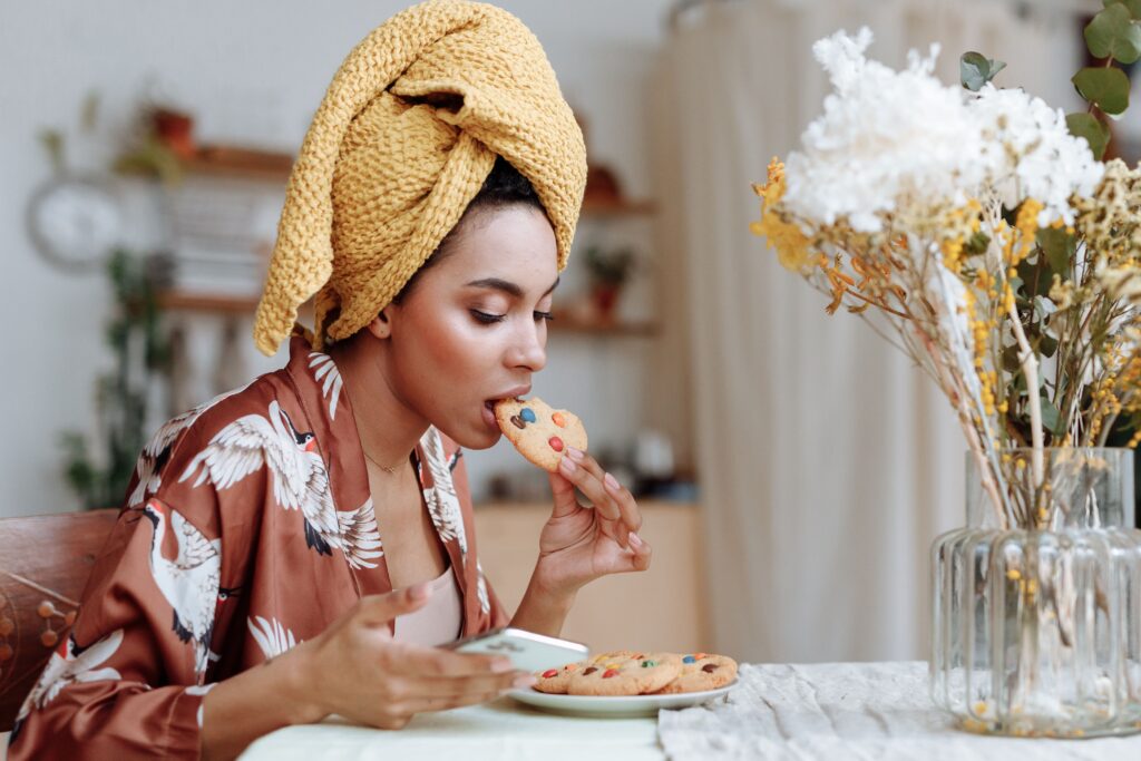 Woman having a meal